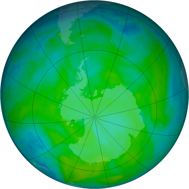 Antarctic ozone map for 26 December 1996